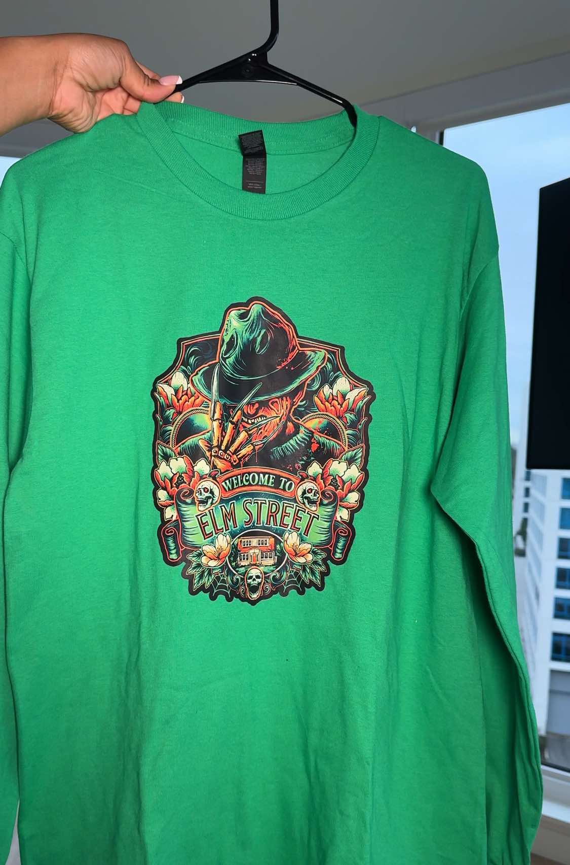 Halloween Collection: Freddy Kruger Green Long Sleeve Teeshirt