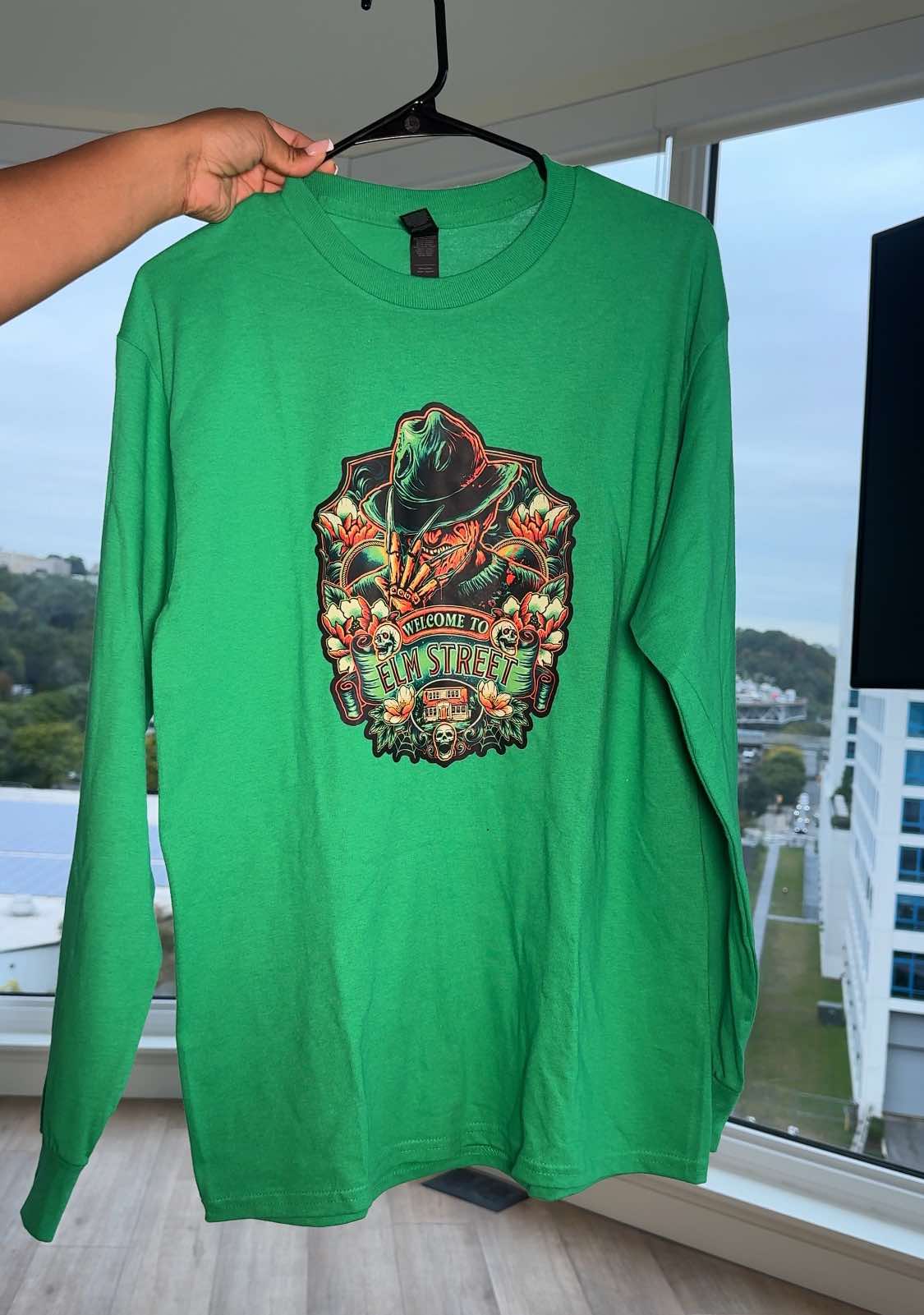 Halloween Collection: Freddy Kruger Green Long Sleeve Teeshirt