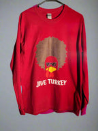 Jive Turkey Thanksgiving shirt in magenta – long sleeve retro holiday design