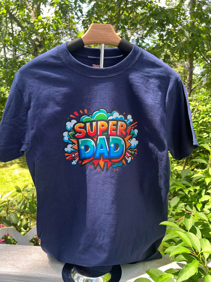 Fun bold Super Dad shirt gift for dads