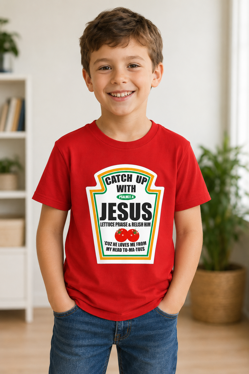 Catch Up With Jesus Christian Graphic T-Shirt