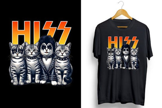 Funny Vintage Graphic 70's Band T Shirt - Hiss with Cats