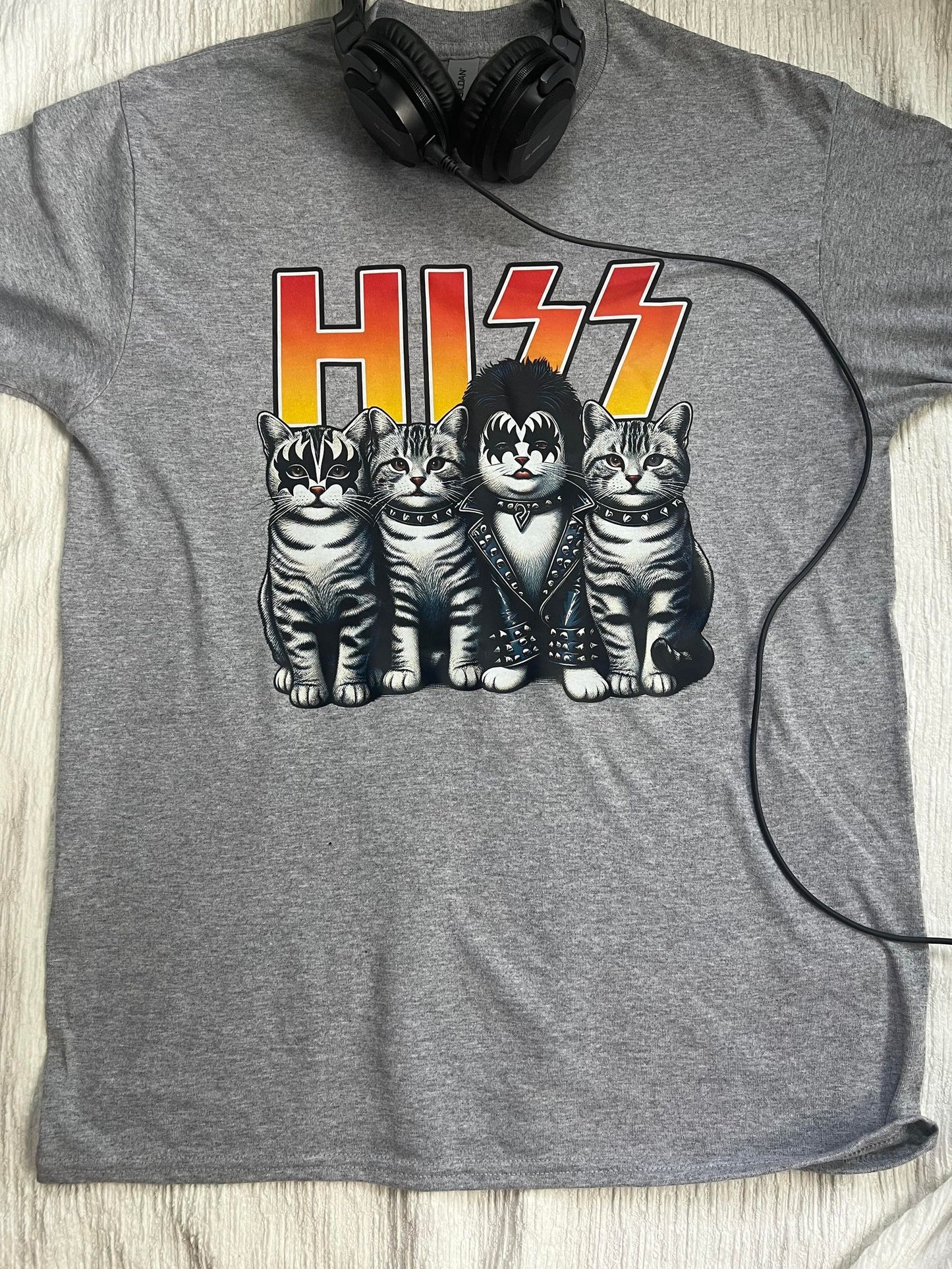 Funny Vintage Graphic 70's Band T Shirt - Hiss with Cats