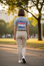 Back view of Fourth of July Christian t-shirt patriotic Jesus Christ graphic gray unisex tee.