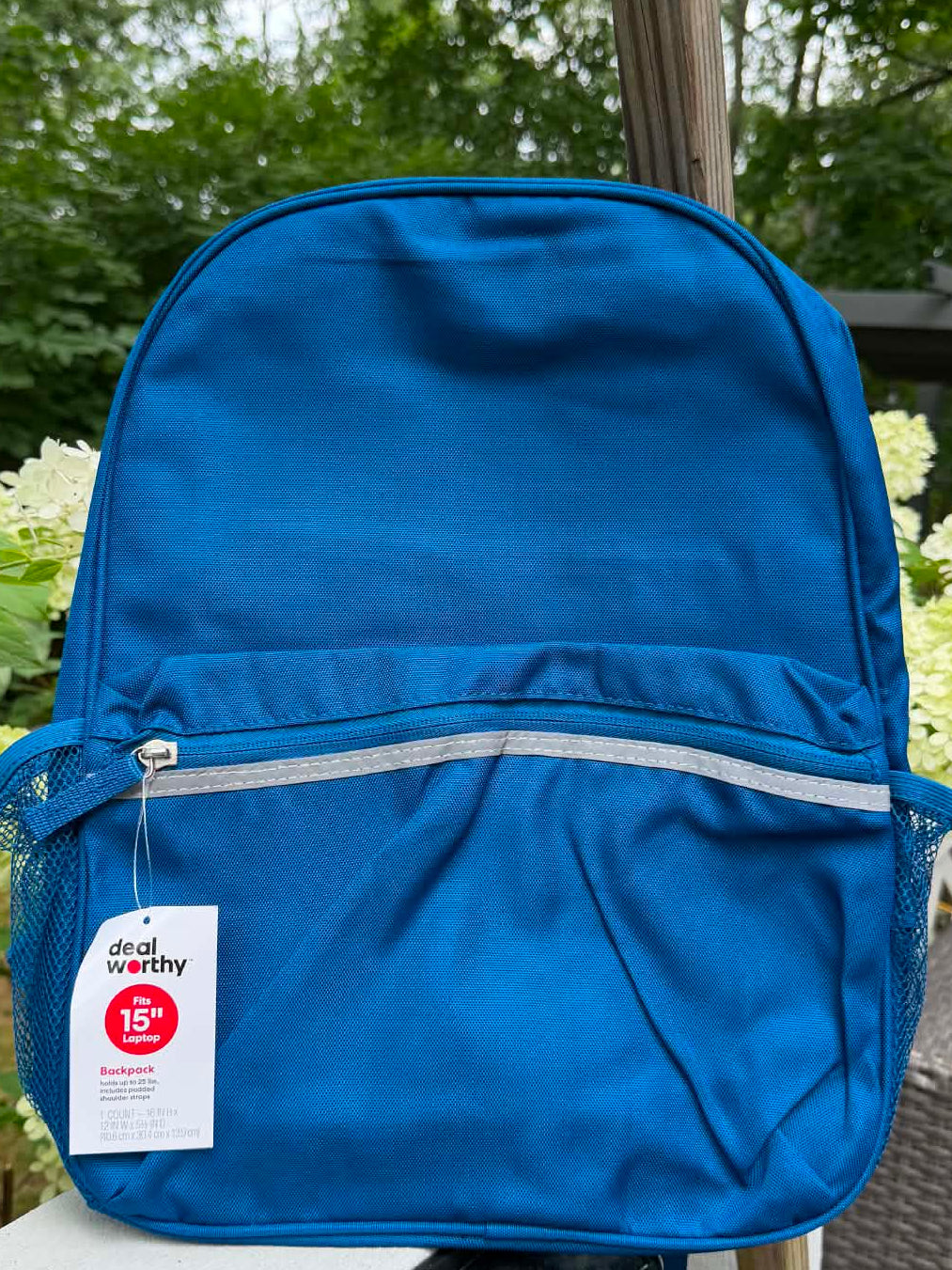 Blue backpack for custom school embroidery