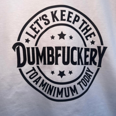 Unisex white funny t-shirt with sarcastic bold lettering.