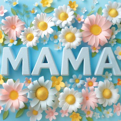 flat print of the floral design and the word 'MAMA' in 3D