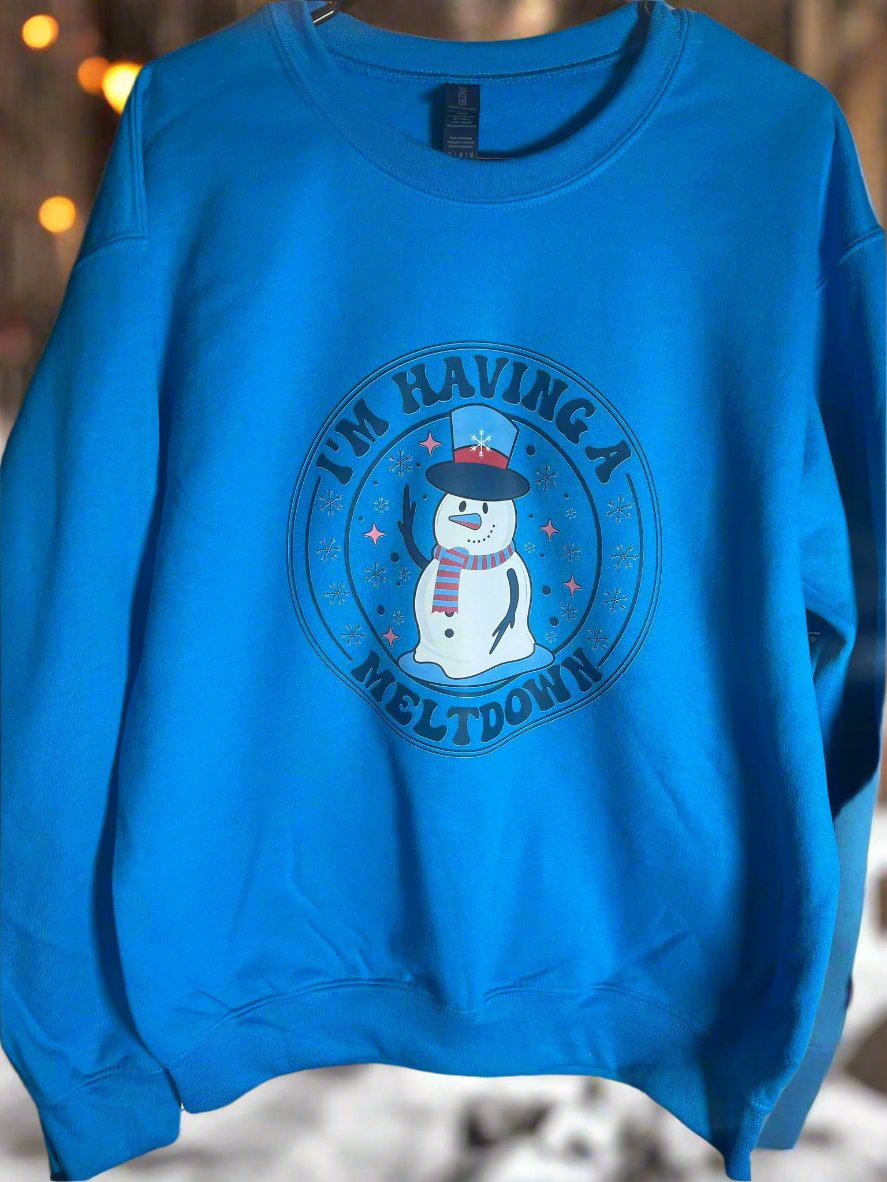 I’m Having a Meltdown sweatshirt – cozy blue pullover for winter