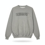 Gray sweatshirt with 'SKYHAWKS' text on a white background