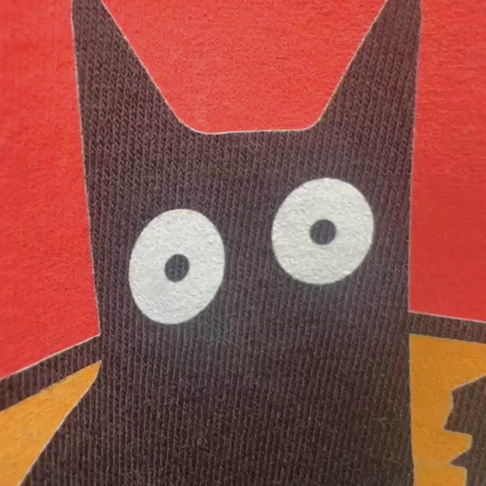 Video close up of Pew Pew Madafakas cat shirt.