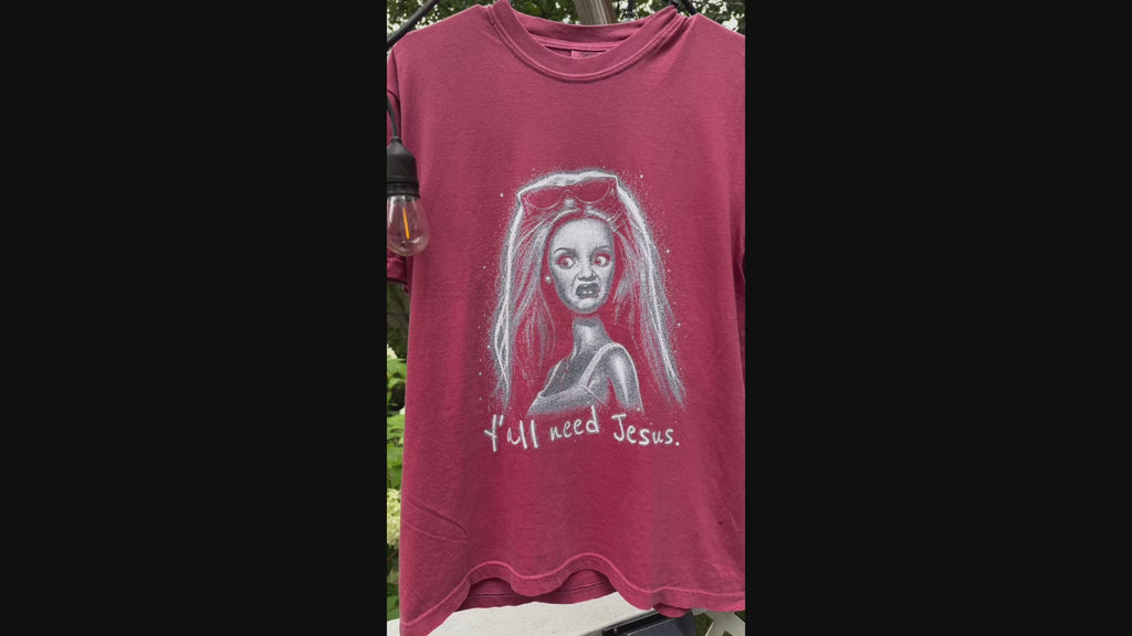 Video showing Yall Need Jesus tshirt