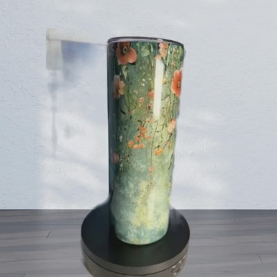 Video of Falling Flowers Tumbler on a stand