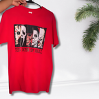 Red Boys of Fall Halloween Horror Tee folded – Jason, Ghostface, Freddy, Michael Myers & Pennywise