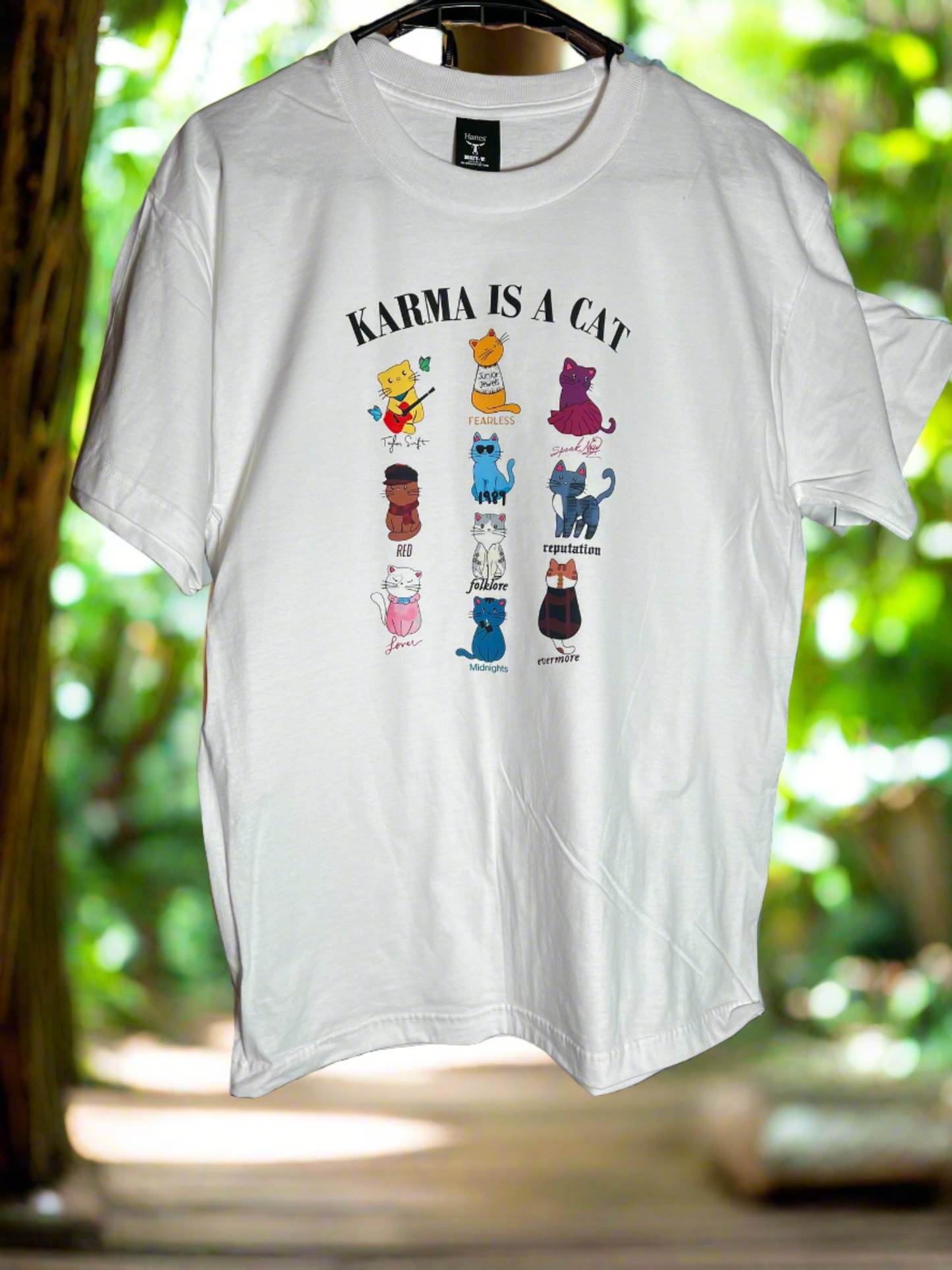 Karma is a Cat - Taylor Swift Song Lyric Comfortable White Tshirt