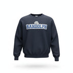 Navy blue sweatshirt with 'RANDOLPH' text on a white background
