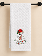 White Christmas ghost embroidered hand towel