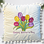 mothers day embroidery pillow with a pink back drop